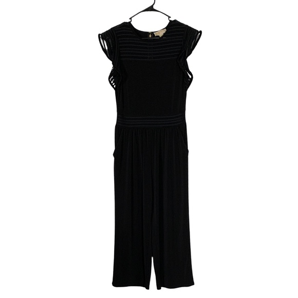 Michael Kors Black Mesh Trim Jumpsuit Minimalist Size M - Picture 8 of 10